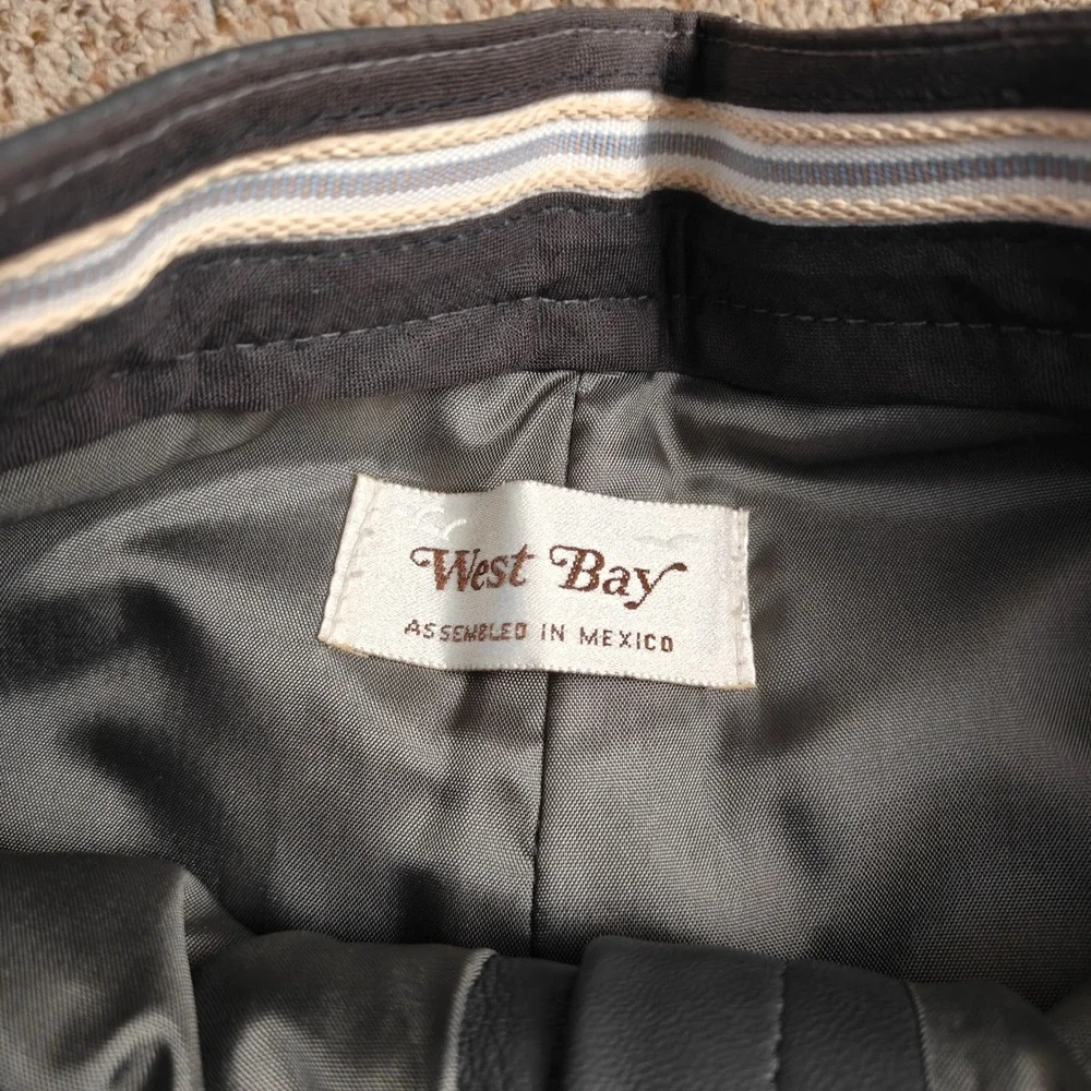 VTG West Bay Women Sz 14 Charcoal Gray Lamb Napa Leather‎ Pleated Trousers Pants